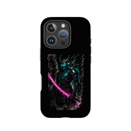 Neon Samurai Warrior Illustration IPhone Cases