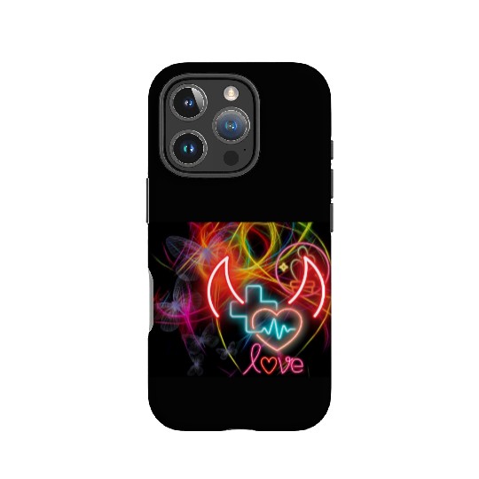 Neon Heart and Devil Horns Love Design IPhone Cases