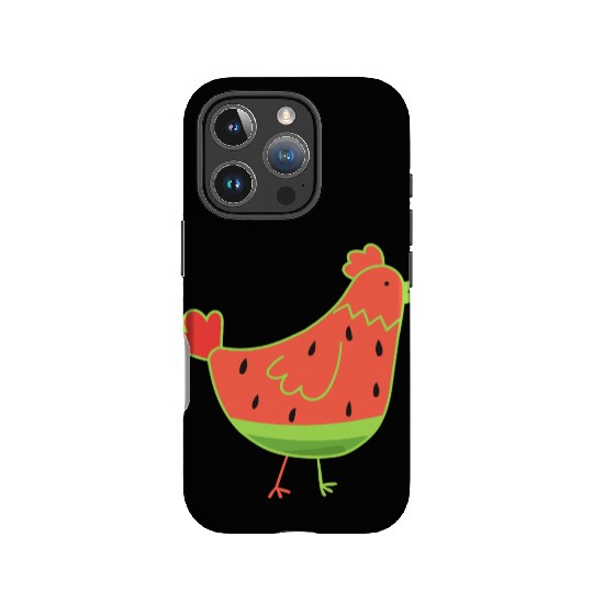 Whimsical Watermelon Chicken Illustration IPhone Cases