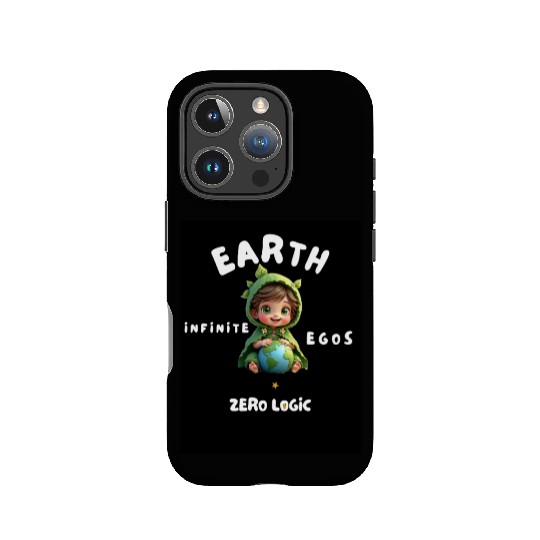 Cute Boy Holding Earth – Ego vs Logic Quote IPhone Cases