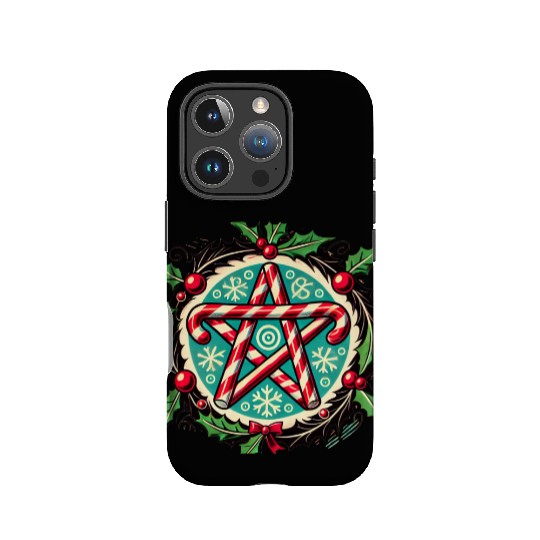 Yule Pentacle with Candy Canes Pagan Holiday Desig IPhone Cases