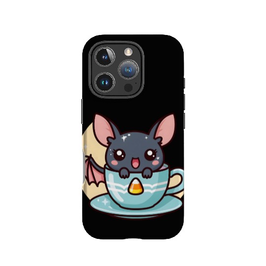 Cute Bat in Tea Cup Illustration IPhone Cases