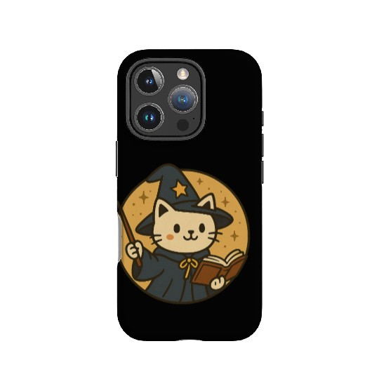 Whimsical Cat Wizard in Starry Night IPhone Cases