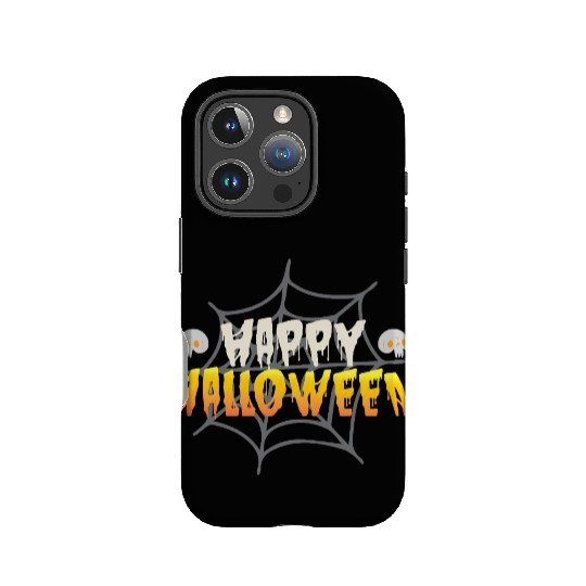 Happy Halloween with Spiderweb and Skulls IPhone Cases