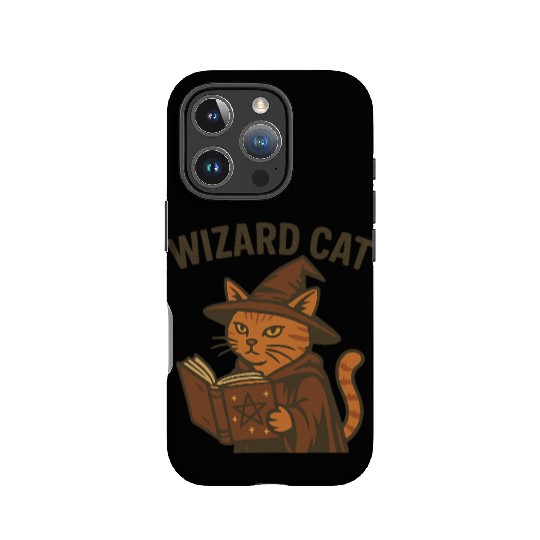 Wizard Cat with Magic Book Design IPhone Cases