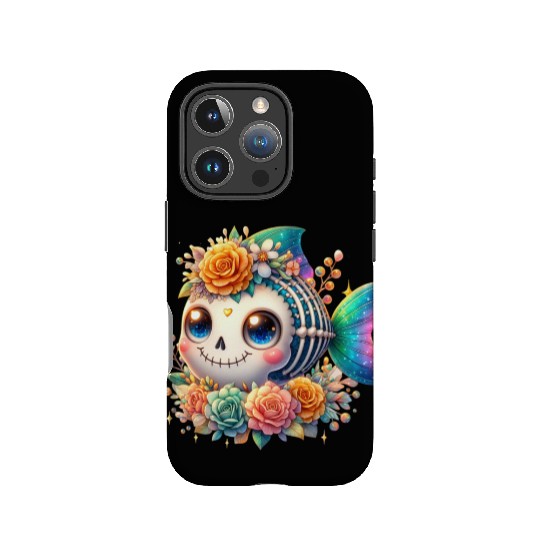 Whimsical Skeleton Fish with Floral Crown IPhone Cases