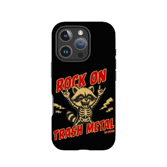 Rock On Trash Metal Raccoon Skeleton Jumpsuit IPhone Cases