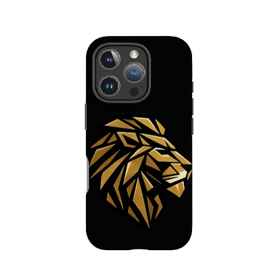Geometric Gold Lion Head Side Profile Modern   IPhone Cases
