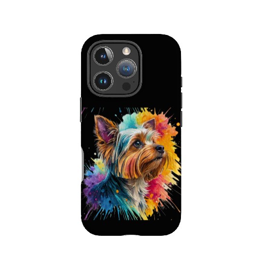 Vibrant Yorkie Watercolor Portrait IPhone Cases