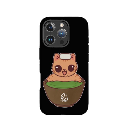 Kawaii Cat in Matcha Onsen IPhone Cases