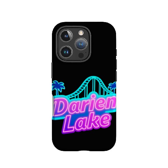 Neon Daren Lake Sign with Roller Coaster and Palms IPhone Cases