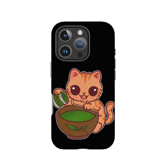 Kawaii Cat Barista Making Matcha Tea IPhone Cases