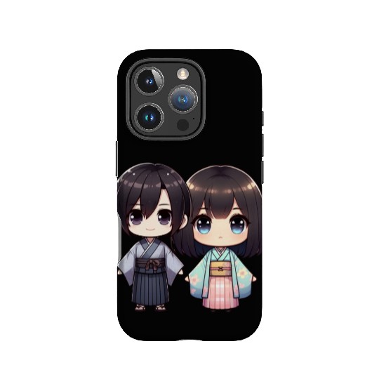 Chibi Kawaii Traditional Kimono Duo IPhone Cases