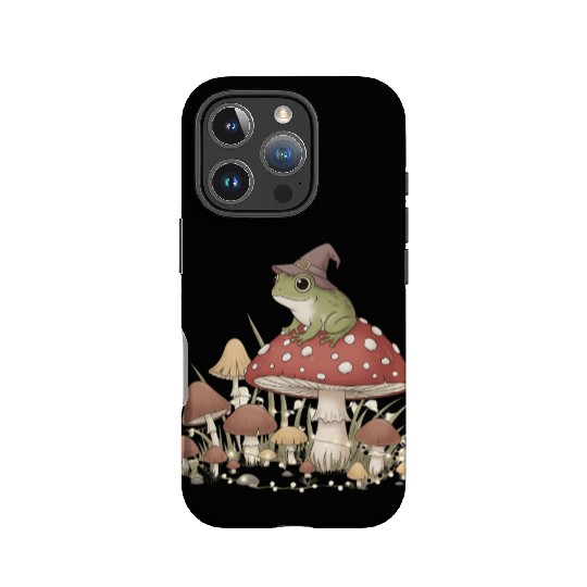 Whimsical Forest Frog in Magic Mushroom Scene IPhone Cases