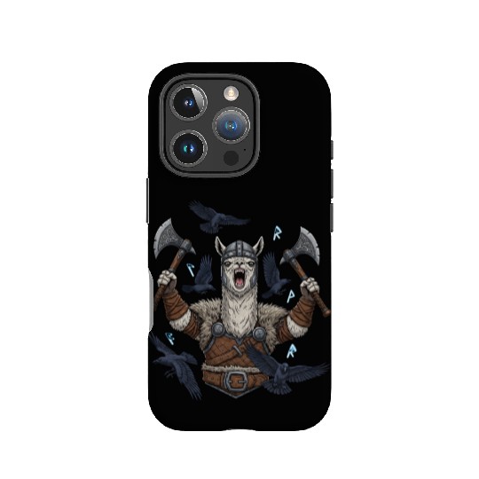 Viking Alpaca Warrior Illustration IPhone Cases