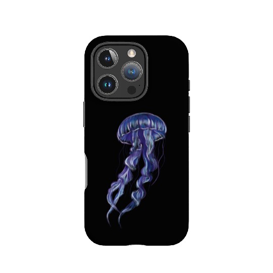 Bioluminescent Purple Jellyfish Illustration IPhone Cases