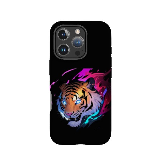 A fierce tiger head with glowing blue eyes IPhone Cases