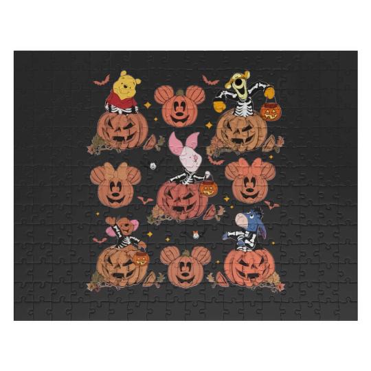 Vintage Disney Pooh Friends Tigger Piglet Eeyore Costume Skeleton In Pumpkin Jigsaw Puzzles