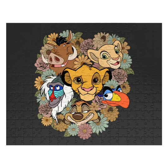 Disney The Lion King Movie Characters Floral Jigsaw Puzzles, Disney Simba and Nala Jigsaw Puzzles