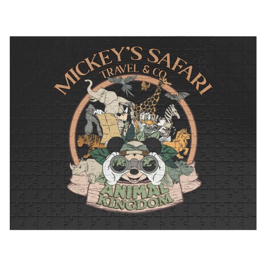 Funny Mickey'S Safari Travel & Co Animal Kingdom Jigsaw Puzzles, Vintage Disney Safari Mode Let'S Get Wild Jigsaw Puzzles