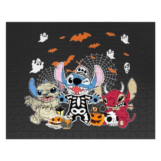 Stitch Scream Holding Balloons Color Jigsaw Puzzles, Disney's Lilo And Stitch Halloween Jigsaw Puzzles