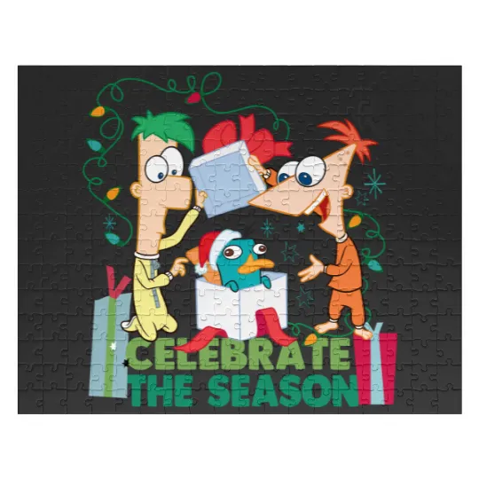 Disney Santa Phineas and Ferb Perry the Platypus Celebrate the Season Christmas Lights Jigsaw Puzzles