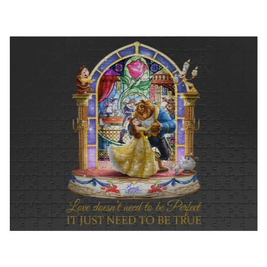 Disney Beauty and The Beast Stained Glass Rose Jigsaw Puzzles, Disney Belle and The Beast Jigsaw Puzzles