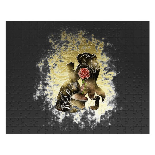 Beauty - Beast - Gold Red Rose Couple Romantic Magic Enchanted Love  : Disney princess tattoo Shirt,  Princess tattoo vintage t shirt, Disney princess tattoo Gift Fan S-5XL Jigsaw Puzzles