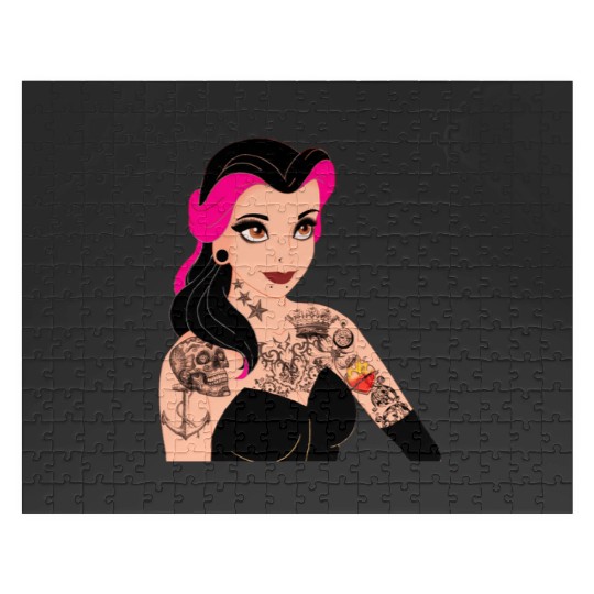 Bella Punk  : Disney princess tattoo Shirt,  Princess tattoo vintage t shirt, Disney princess tattoo Gift Fan S-5XL Jigsaw Puzzles