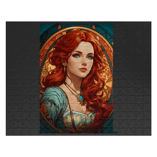 Turquoise Dreams Art Nouveau beauty woman Portrait Beautiful woman painting Vintage inspired Vintage inspired Alphonse Mucha art  : Disney princess tattoo Shirt,  Princess tattoo vintage t shirt, Disney princess tattoo Gift Fan S-5XL Jigsaw Puzzles