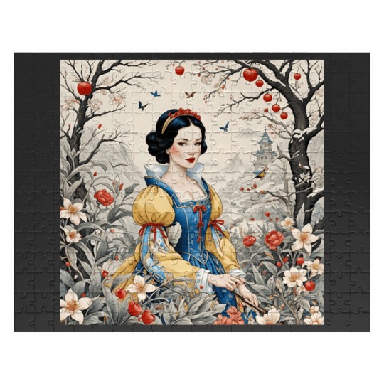 Snow White - Elegant Fairytale Princess in Enchanted Floral Landscape Art  : Disney princess tattoo Shirt,  Princess tattoo vintage t shirt, Disney princess tattoo Gift Fan S-5XL Jigsaw Puzzles