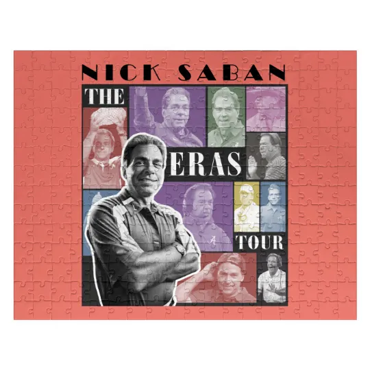 Discover Nick Saban The Eras Tour Style Jigsaw Puzzles, Vintage 90's Jigsaw Puzzles, Nick Saban Unisex