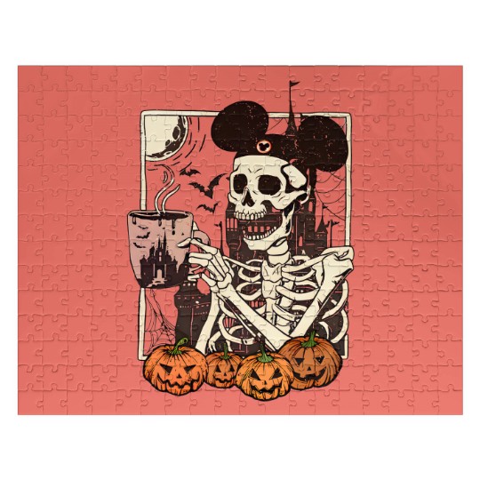 Vintage Disney Skeleton  Color Jigsaw Puzzles, Mickey Skeleton Coffee Jigsaw Puzzles