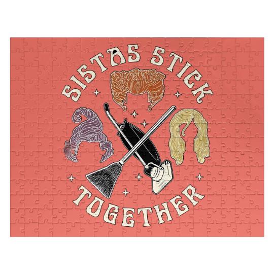 Disney Hocus Pocus Sistas Stick Together Jigsaw Puzzles, Sanderson Sisters Halloween Jigsaw Puzzles