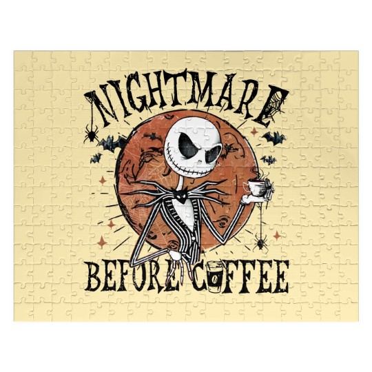 Jack Skellington Nightmare Before Coffee Jigsaw Puzzles, Disney Halloween Jigsaw Puzzles