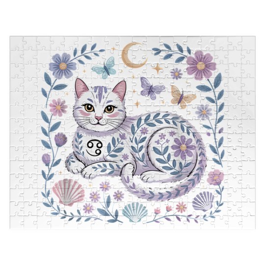 Cancer Zodiac Cat Mystical Art Jigsaw Puzzles