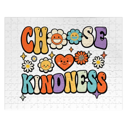 Retro Vintage Choose Kindness Lover Spiritual Jigsaw Puzzles