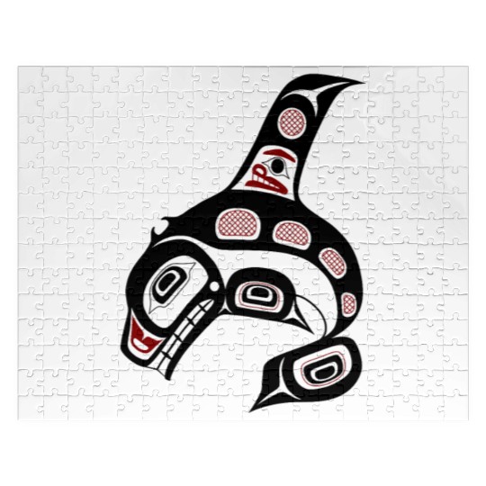 Native American Red Black Haida Orca Killer Whale Jigsaw Puzzles