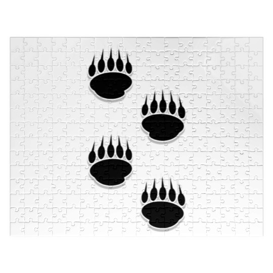 Black Bear Paw Prints Jigsaw Puzzles