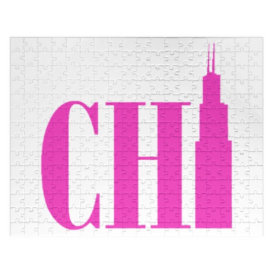 Chicago - Neon Pink Jigsaw Puzzles