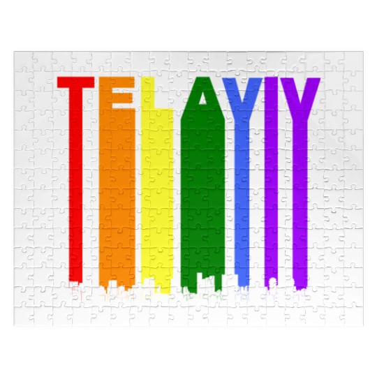 Tel Aviv Israel Skyline Rainbow LGBT Gay Pride Jigsaw Puzzles