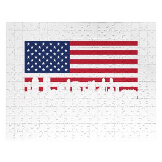 American Flag San Diego Skyline Jigsaw Puzzles
