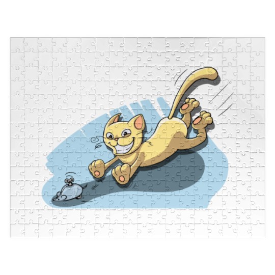 Cat Running After Rat - Tom and Jerry Illustration Jigsaw Puzzles