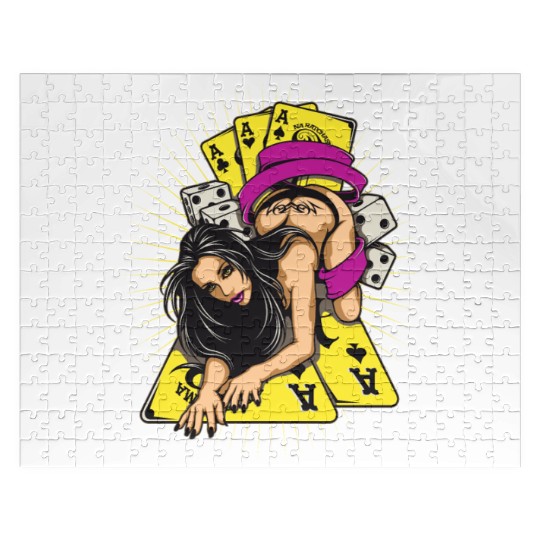 Sexy-girl-cards-aces-poker-game-cartoon Jigsaw Puzzles
