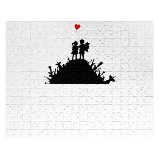 Banksy Graffiti Street Art War and Love Guns Heart Jigsaw Puzzles