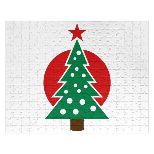 christmas tree with circle Jigsaw Puzzles