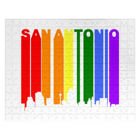 San Antonio Texas Gay Pride Rainbow Skyline Jigsaw Puzzles