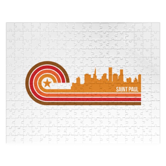 Retro Style Saint Paul Minnesota Skyline Jigsaw Puzzles