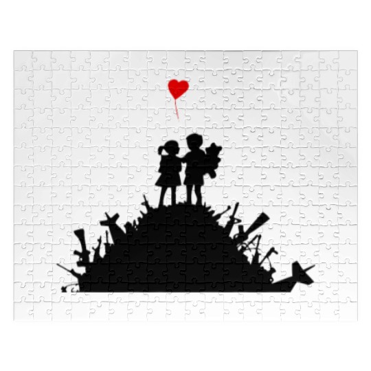 Banksy Graffiti Street Art War and Love Guns Heart Jigsaw Puzzles