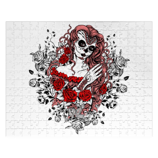 Santa Muerte Holy Woman Skull Mexico Dead Saint Jigsaw Puzzles